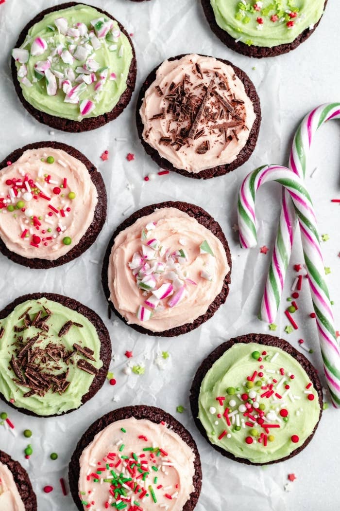 Mint chocolate cookies with mint frosting