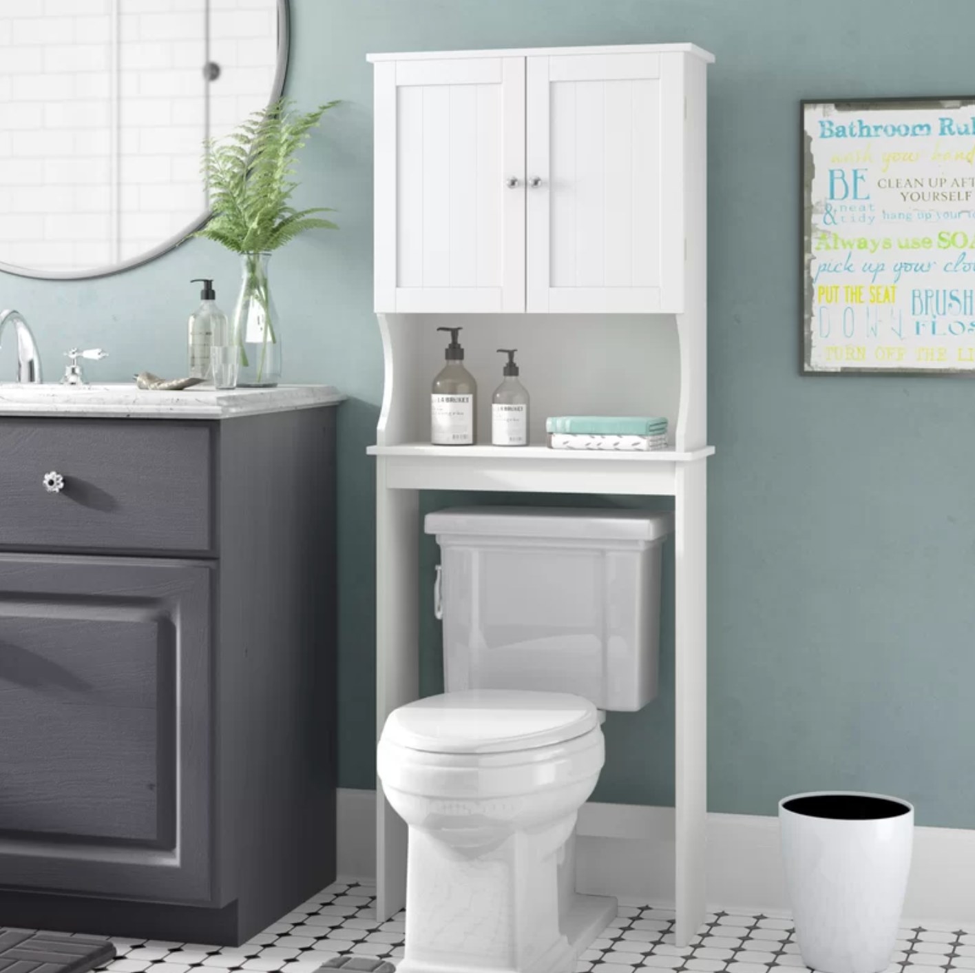 The over-the-toilet organizer in white
