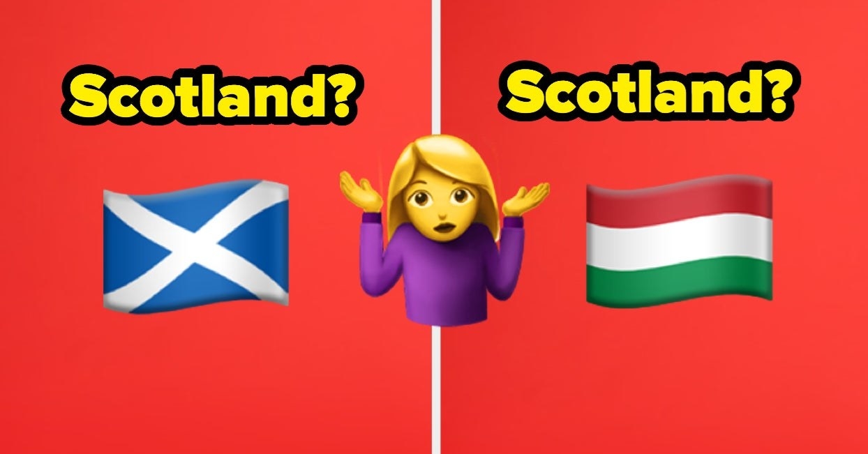 左边是蓝旗emjoi白色x,在形象这个词“苏格兰?“而右边是条纹emoji国旗。它是红色,白色在中间,和绿色在底部。这一形象还说“苏格兰?“