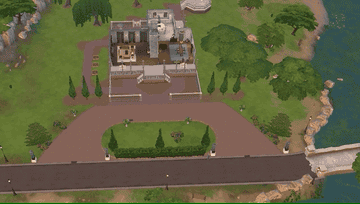 A beautiful Sims house showing the multiple levels that the Sim characters can explore