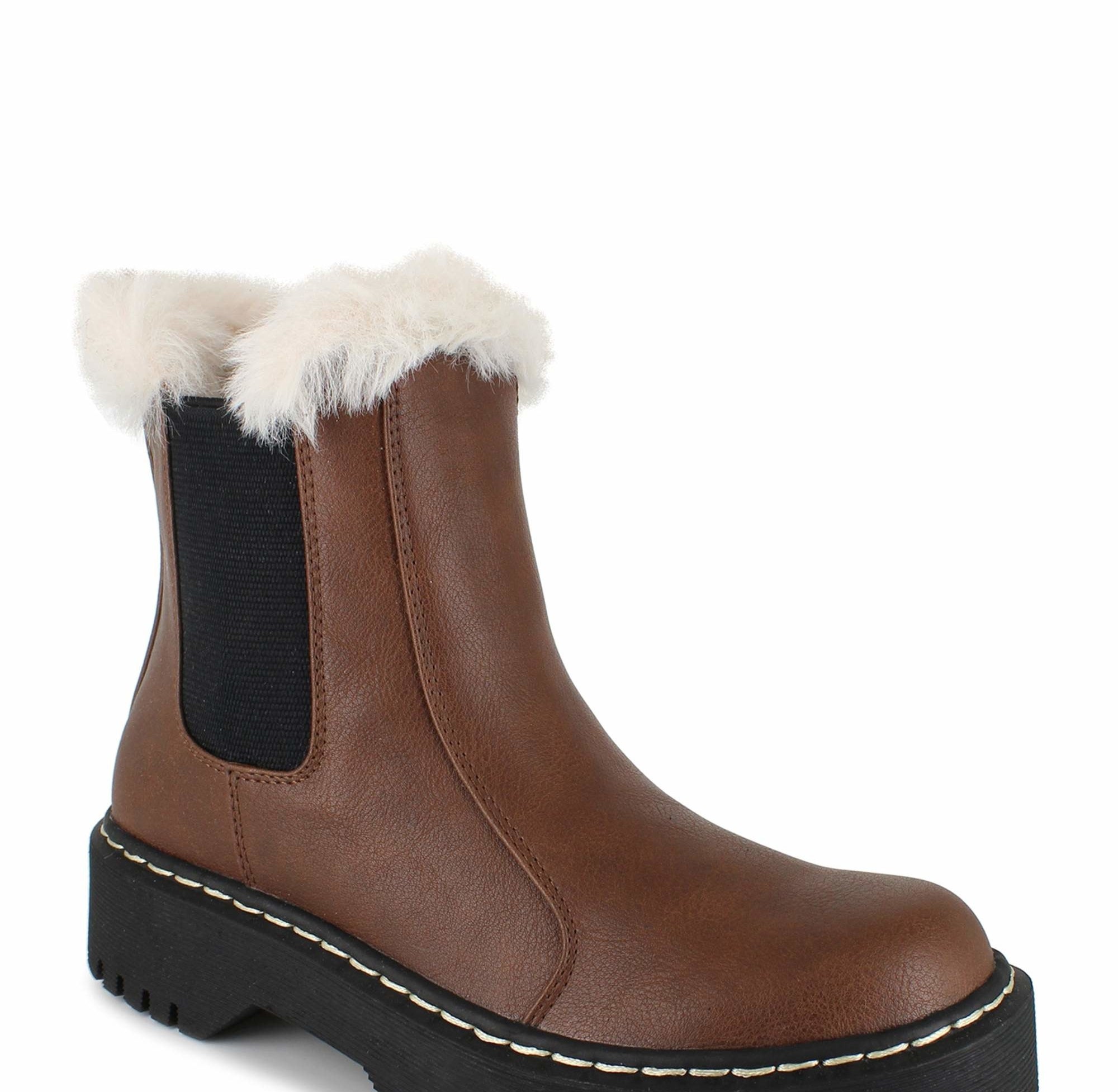 fur trim Chelsea boots