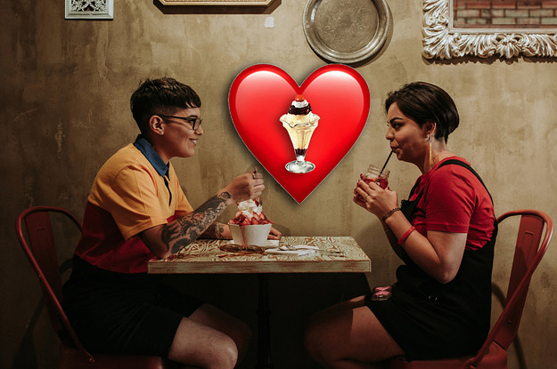 Two soulmates staring at each other with love in their eyes as they enjoy ice cream