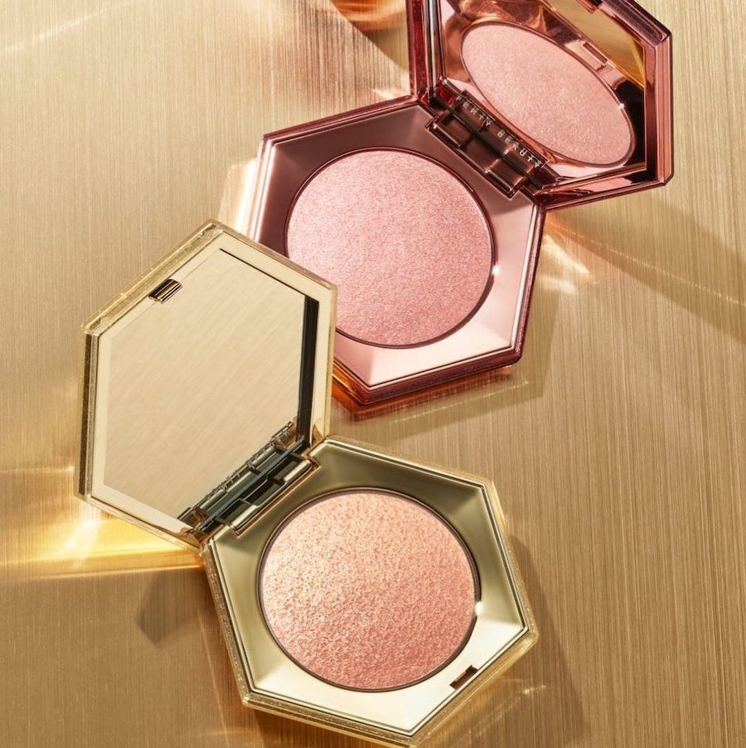 Two Fenty Beauty diamond bomb highlighter compacts opened up