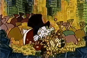 &quot;Duck Tales&quot; cartoon hugging money