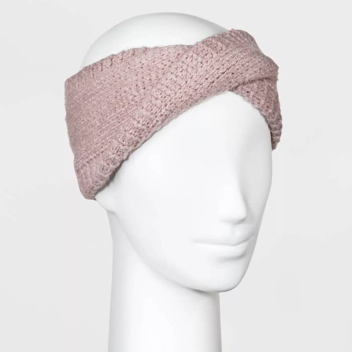 Pink knit head band