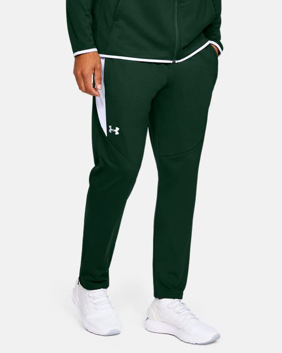 a model wearing the pants in forest green color 