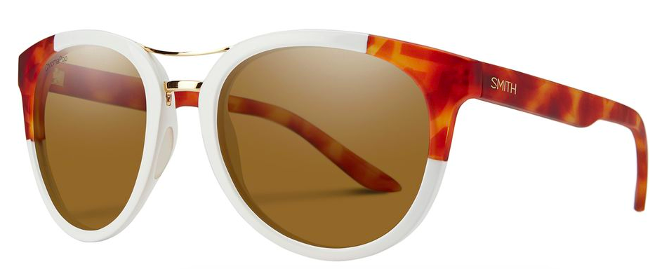 White and orange tortoise shell sunglasses with gold nose arch 