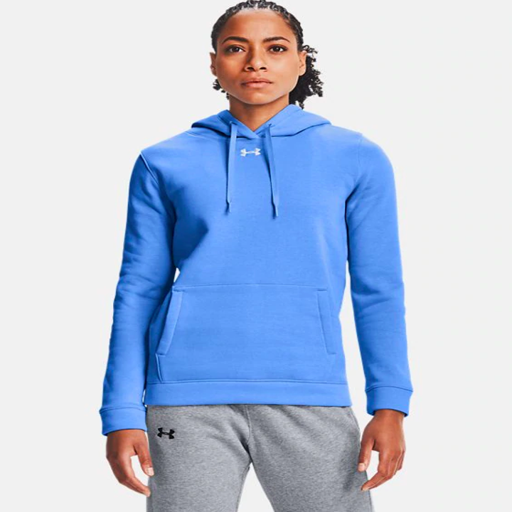 a model wearing the hoodie in blue