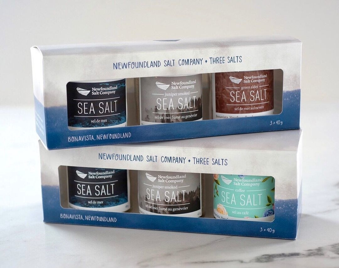 Two sets of flavoured sea salts stacked on top of each other