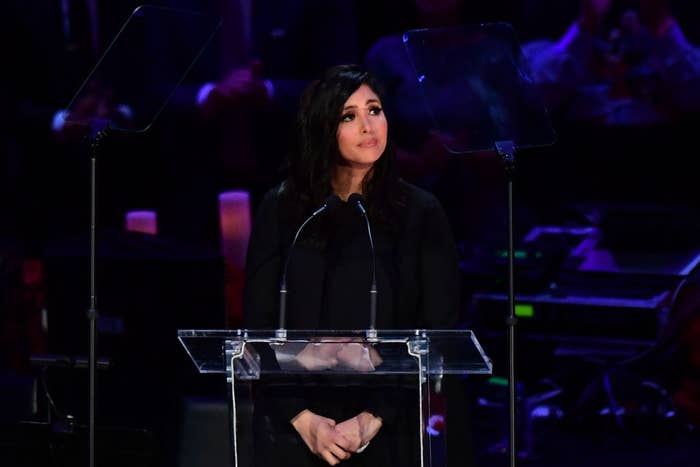 Vanessa Bryantspeaking during the "Celebration of Life for Kobe and Gianna Bryant" service at Staples Center in Downtown Los Angeles on February 24, 2020