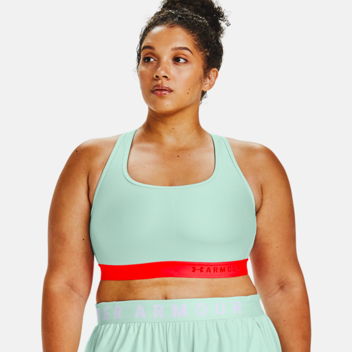 a model wearing the bra in seaglass blue 