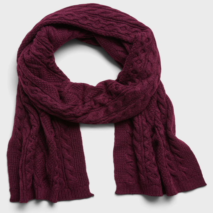 Cable-knit scarf in the shade sour cherry red