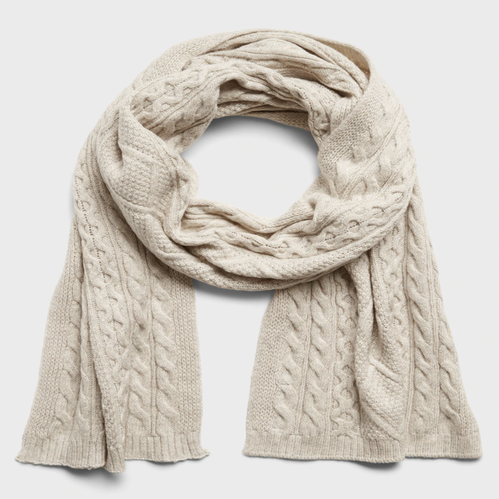 Cable-knit scarf in the shade oatmeal heather
