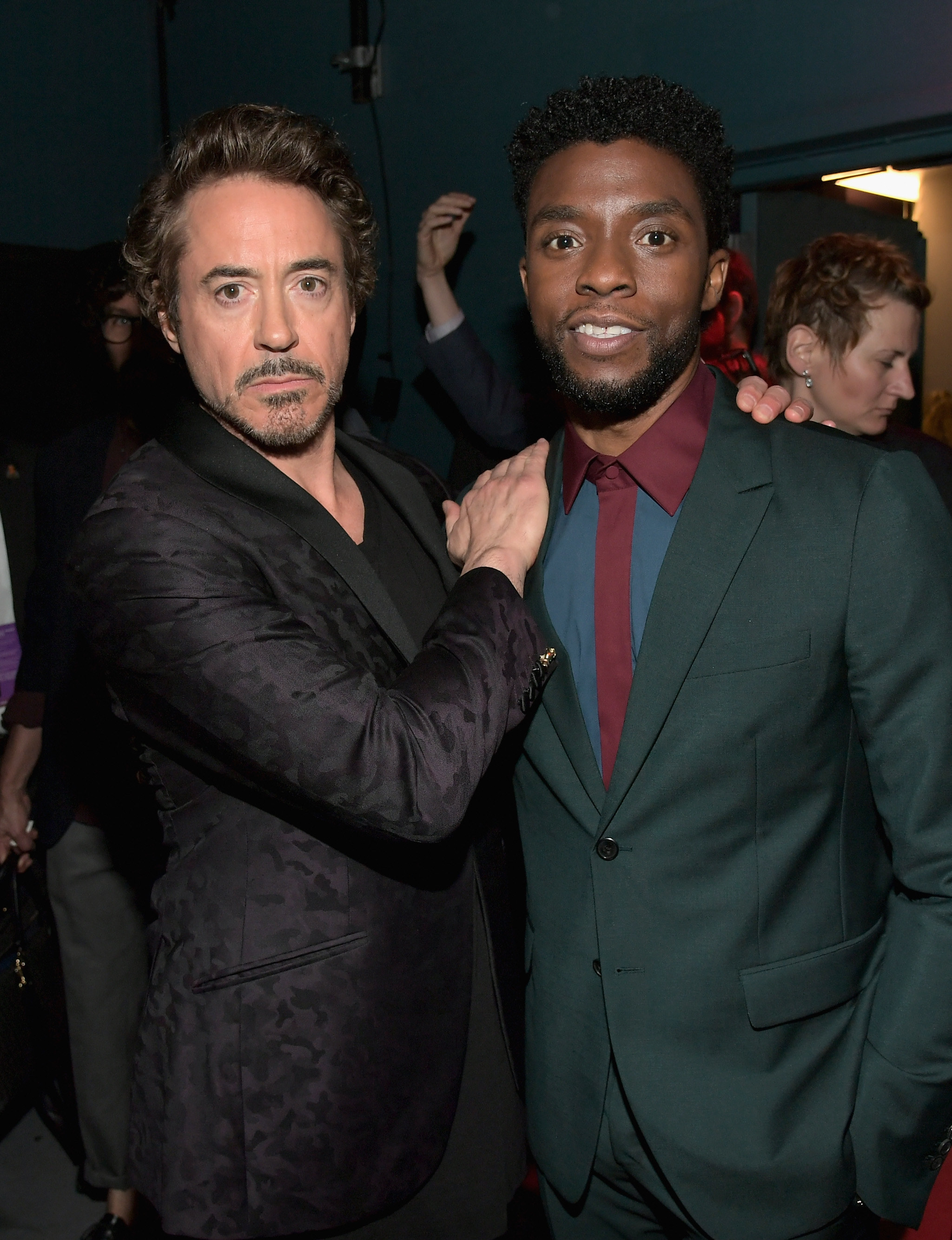 Robert Downey Jr. and Chadwick Boseman pose for a photo