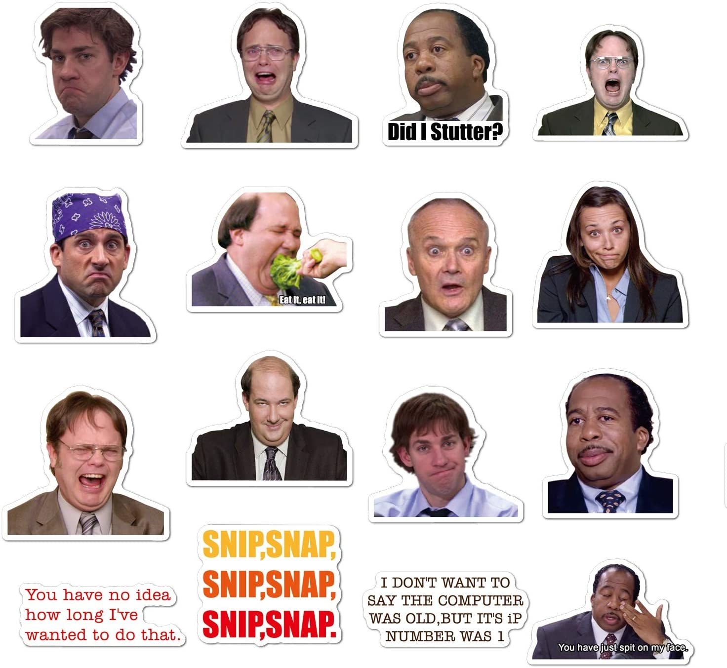 a collection of stickers depicting characters from The Office