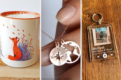 Fox mug, travel necklace, playlist keychain