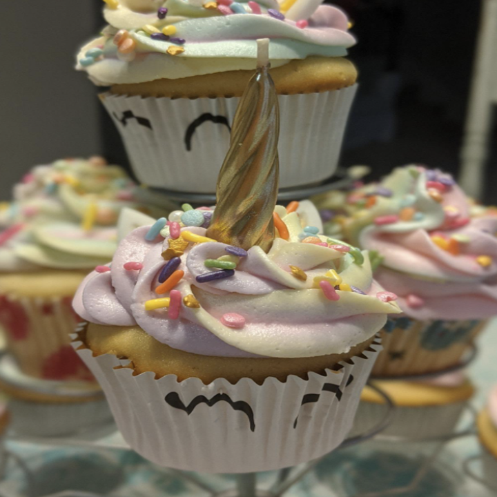 Reviewer unicorn cupcakes with icing from kit