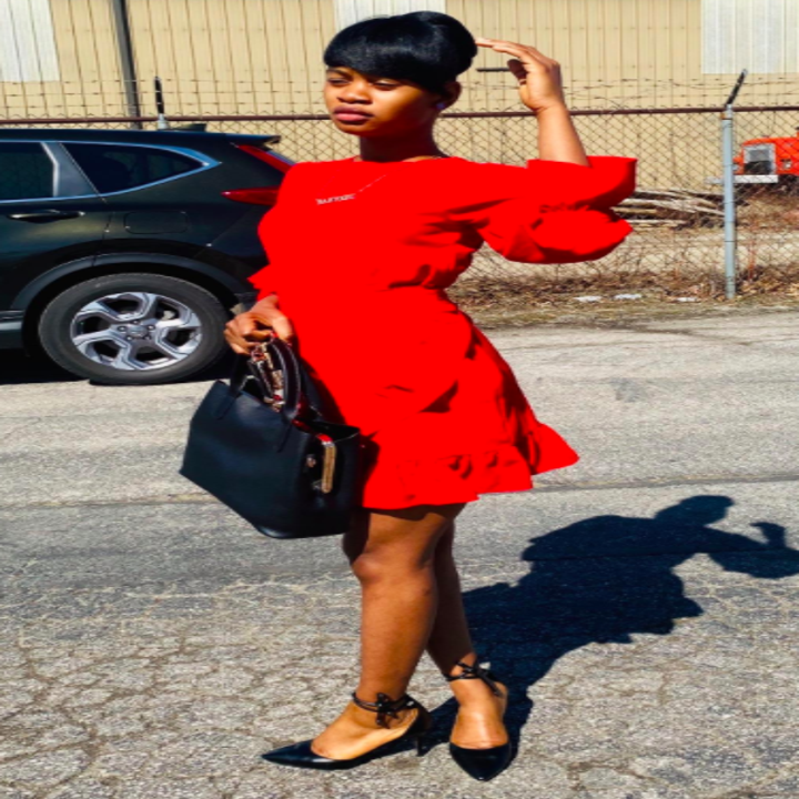 A customer review photo of them wearing the dress