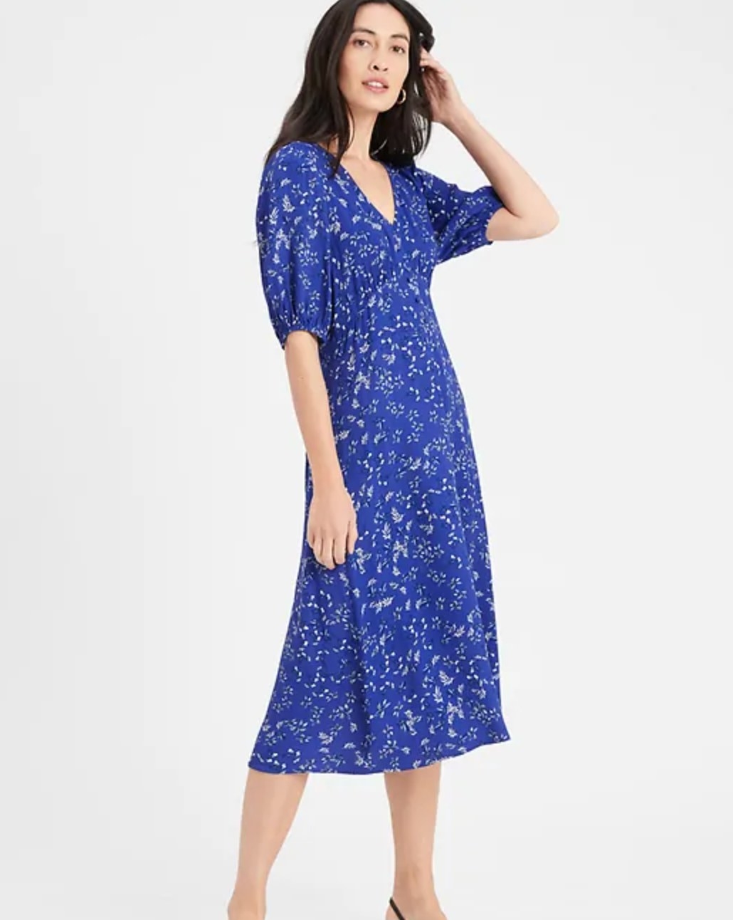 The button-front midi dress in royal blue