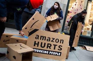 Amazon workers protest in New York