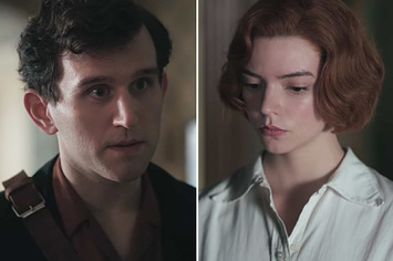 Harry Melling and Anya Taylor-Joy as Harry and Beth in The Queen's Gambit