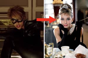 Halle Berry in Catwoman and Audrey Hepburn in Breakfast at Tiffany's