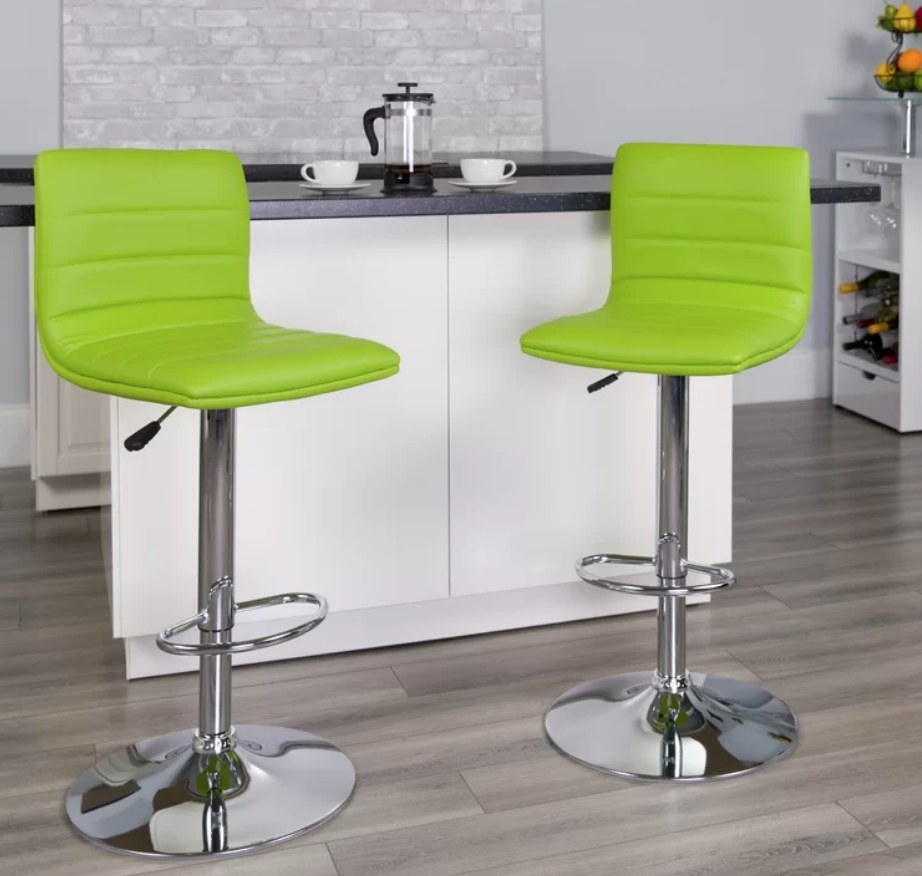 Lime green chairs with silver metal base