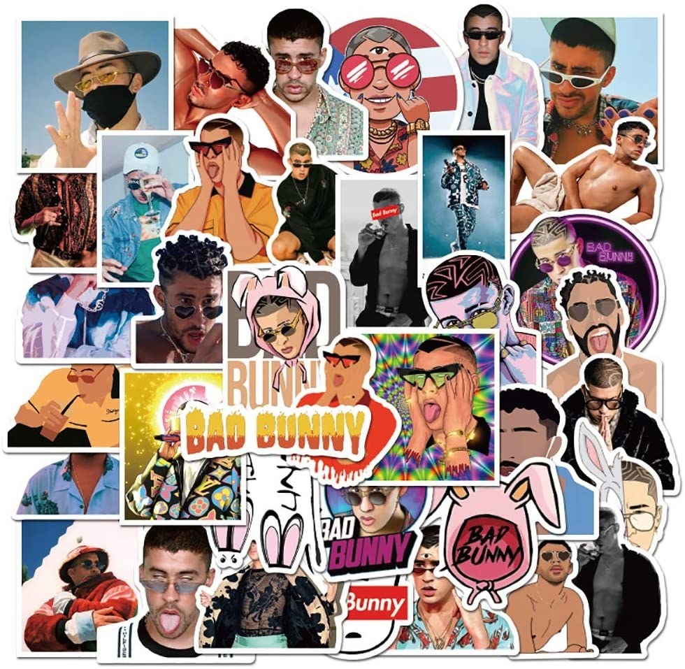 A collection of different stickers featuring Bad Bunny