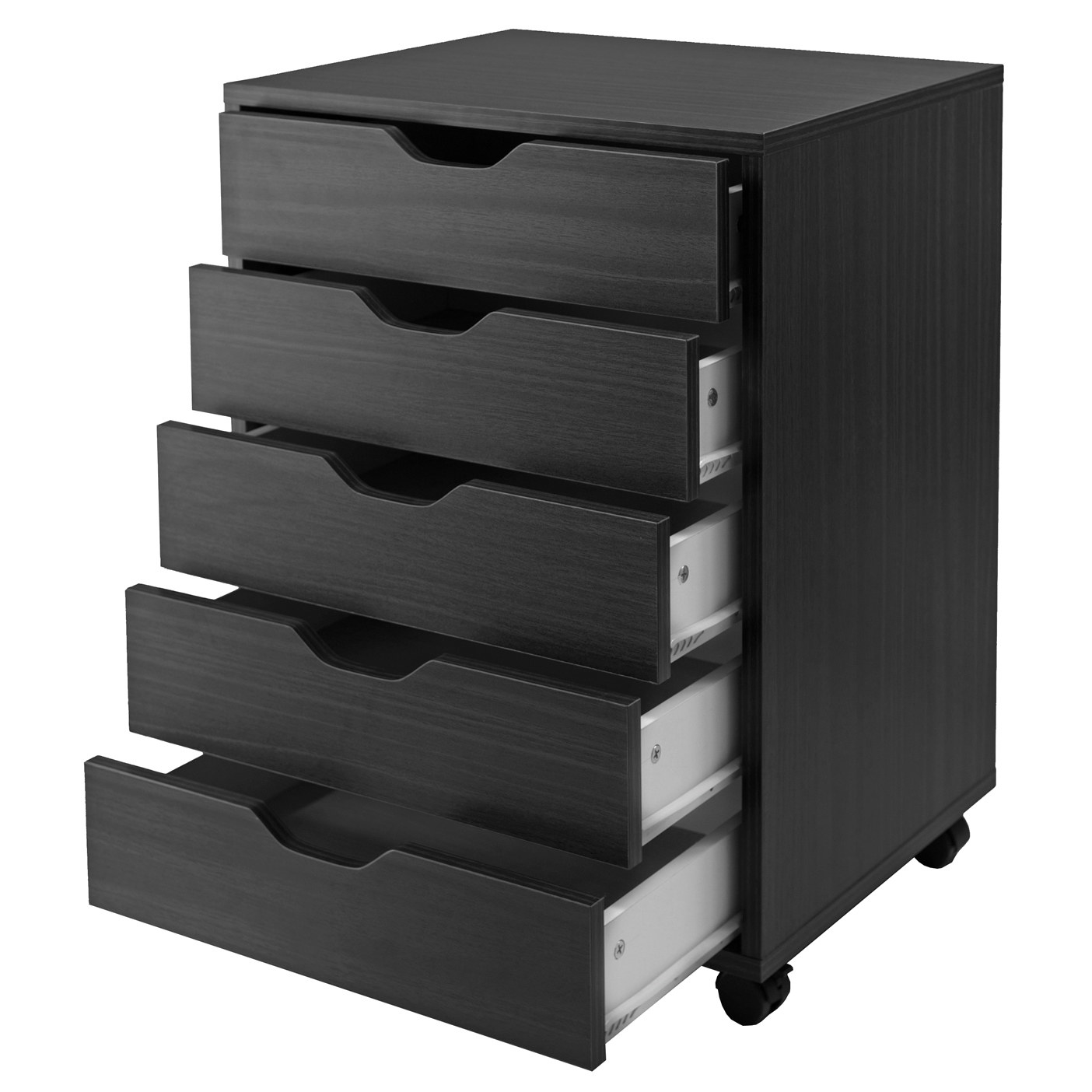 Black 5-drawer cabinet on wheels