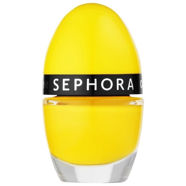 The small oval shaped polish in bright yellow