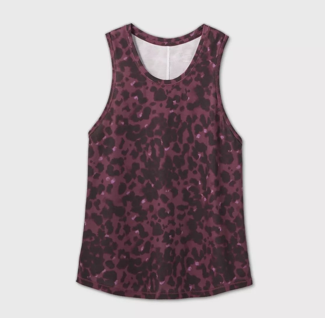 The purple and black leopard print tank top