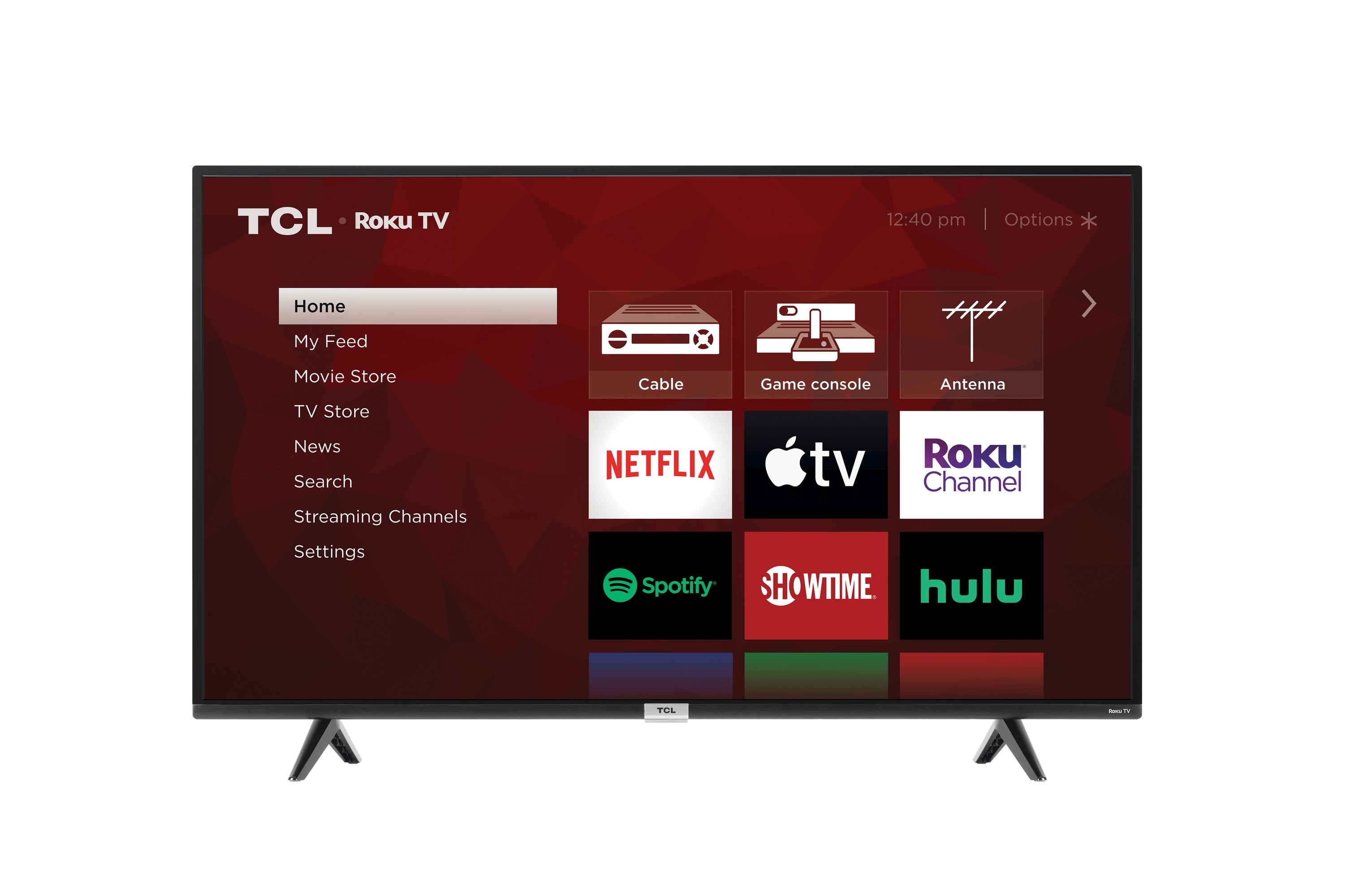 The TV with a red home screen