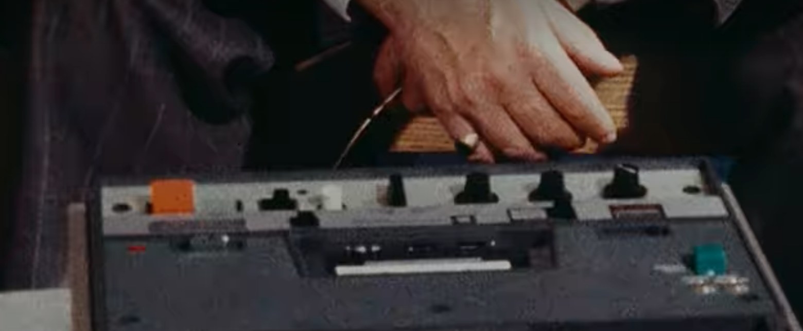 Close up of a tape playing machine.