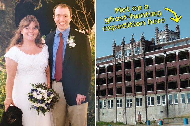An old photo of a young couple, and an abandoned sanatorium labeled