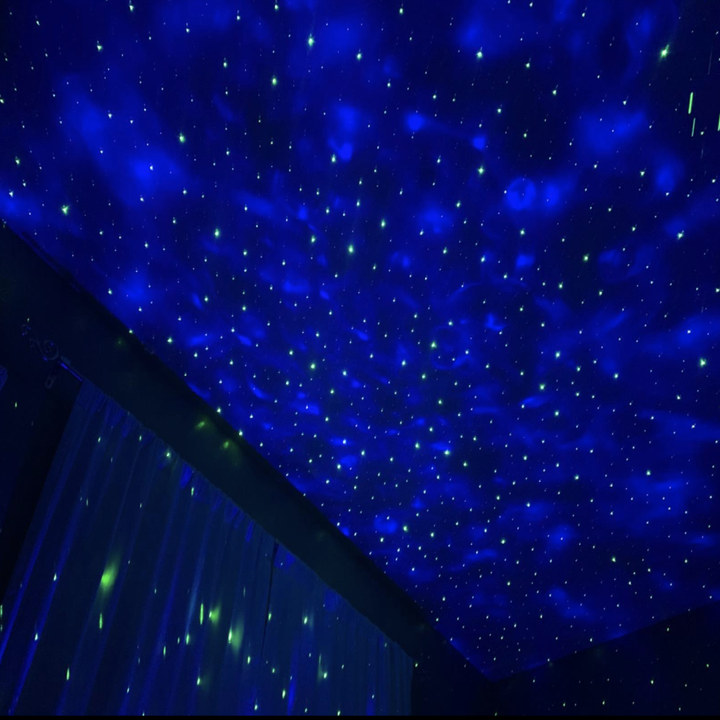 Reviewer image of dark room with star lights and nebulas all across the ceilings and walls 