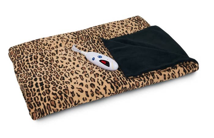 The blanket, shown in leopard print.