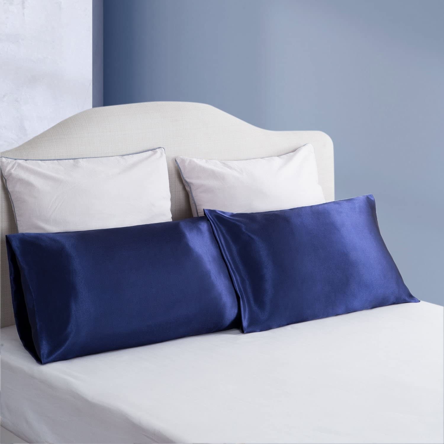 The pillowcases in navy