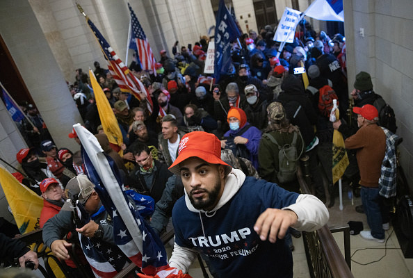 Insurrectionists entering the U.S. Capitol