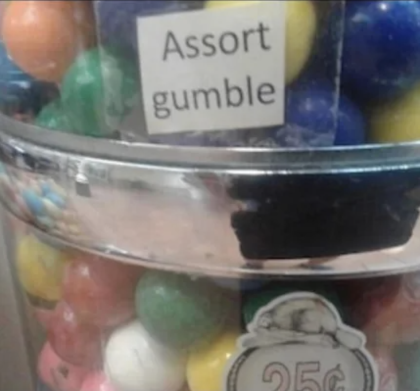 picture of gum balls reading assort gumble