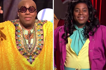 Side-by-side images of Kenan Thompson on SNL as Cee Lo Green and Raven-Symoné