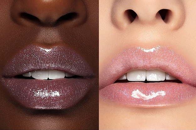 two pairs of lips with the sparkly lipgloss on