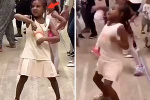 Blue Ivy Carter dances happily during dance class