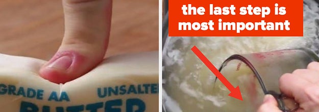 Softening butter and scooping out pasta water