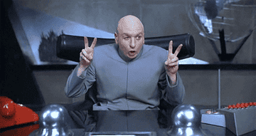 Dr. Evil doing air finger quotes in Austin Powers