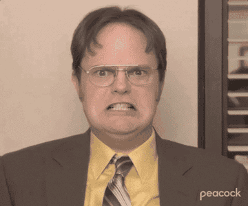 a gif of dwight from the office yelling