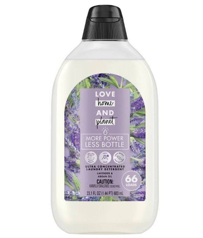 a bottle of lavender scented love home and planet detergent