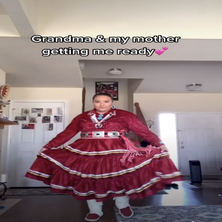 Representative Christina Haswood showing off her traditional Navajo attire