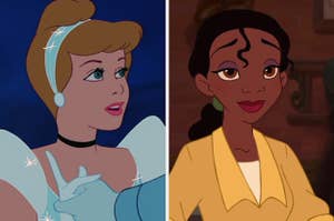 Helene Stanley as Cinderella in the movie "Cinderella" and Anika Noni Rose as Tiana in the movie "The Princess and the Frog."