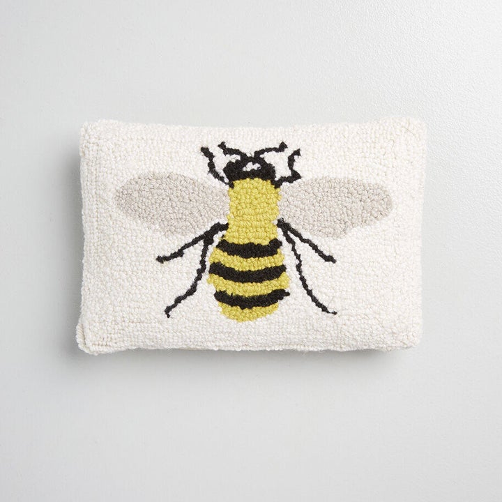 Rectangular hook pillow with bee