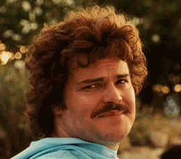 gif of Jack Black smiling awkwardly from the film nacho libre